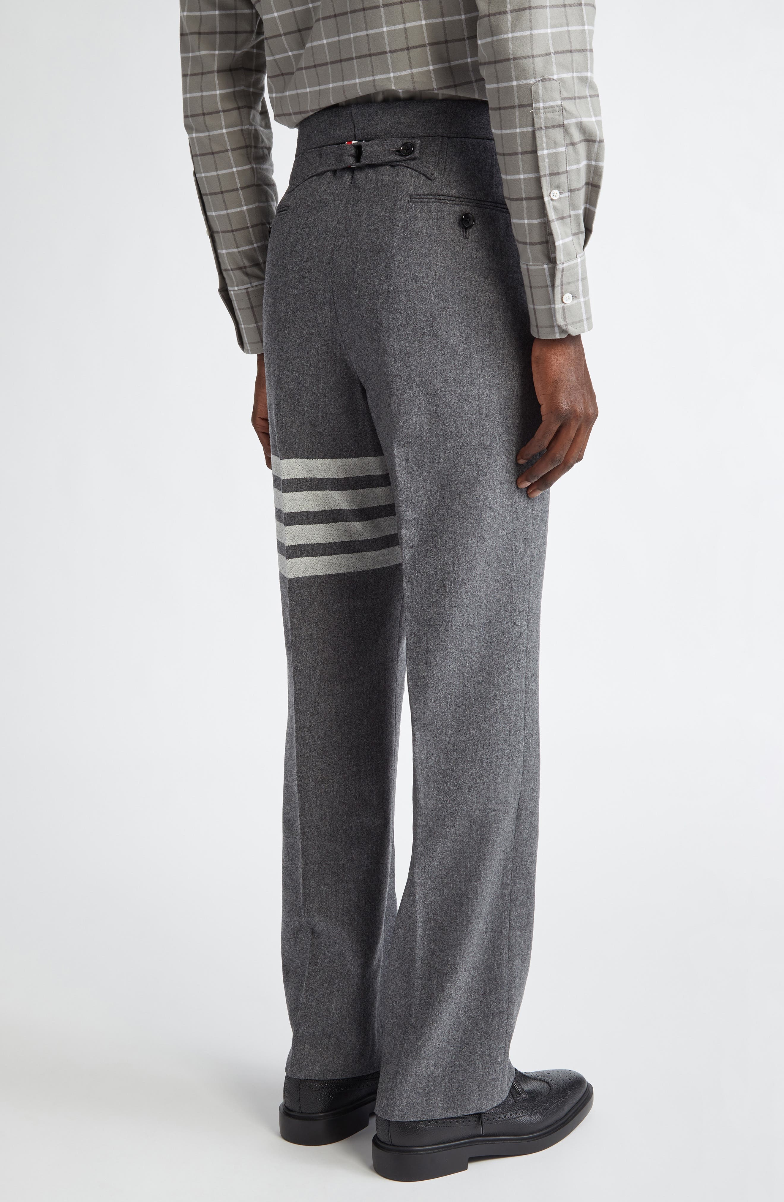 Thom Browne Wool & Cashmere 4-Bar Trousers in Medium Grey at Nordstrom - 3