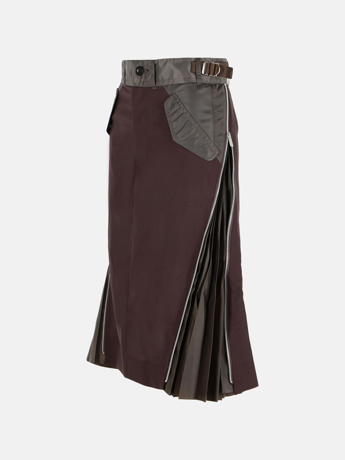 BROWN WOOL BLEND SKIRT - 2