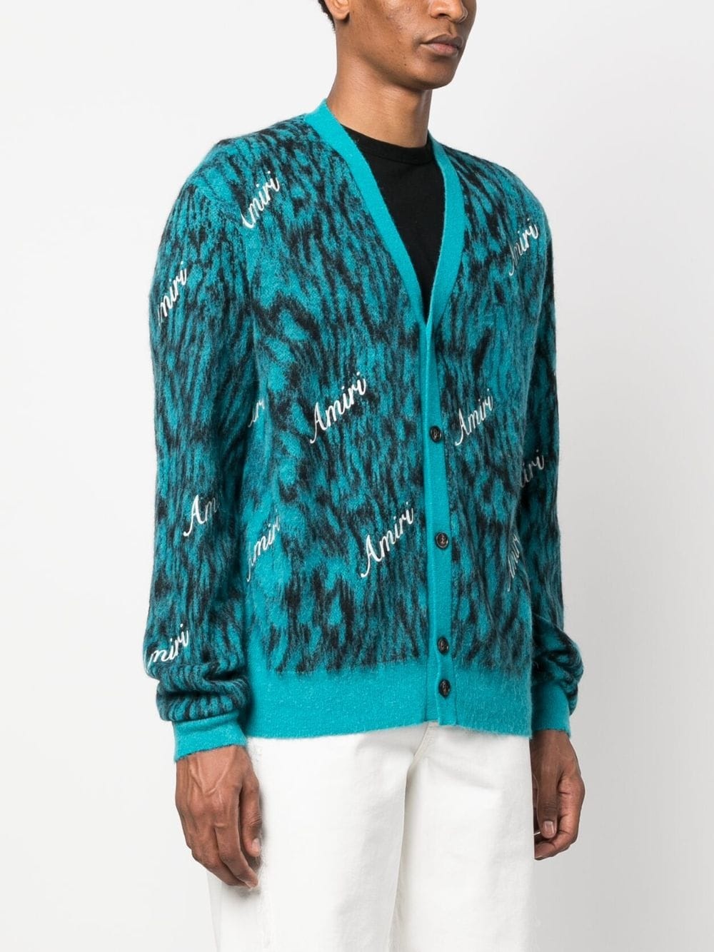 logo-print knitted cardigan - 3