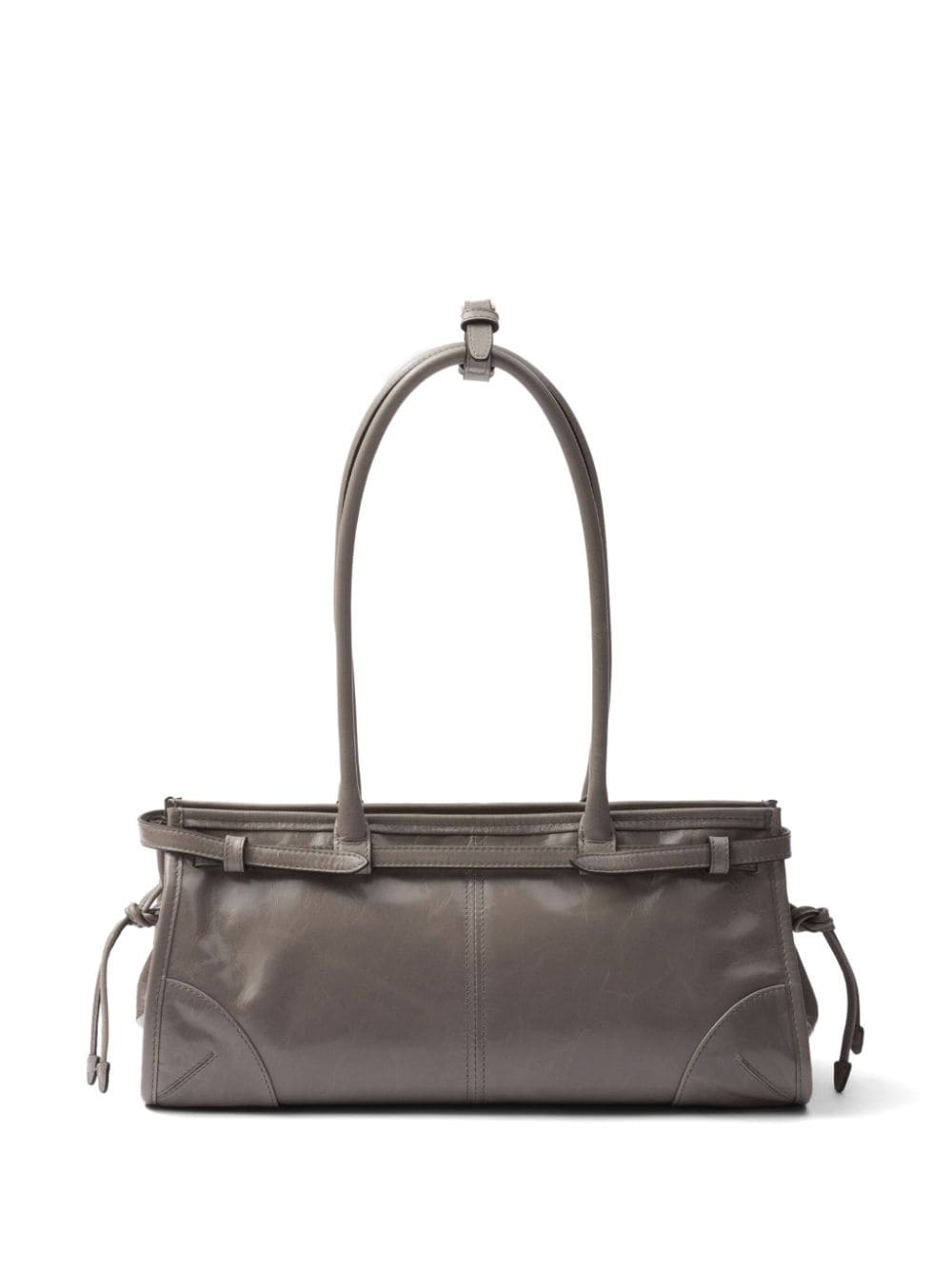 medium enamel triangle logo belted handbag - 3