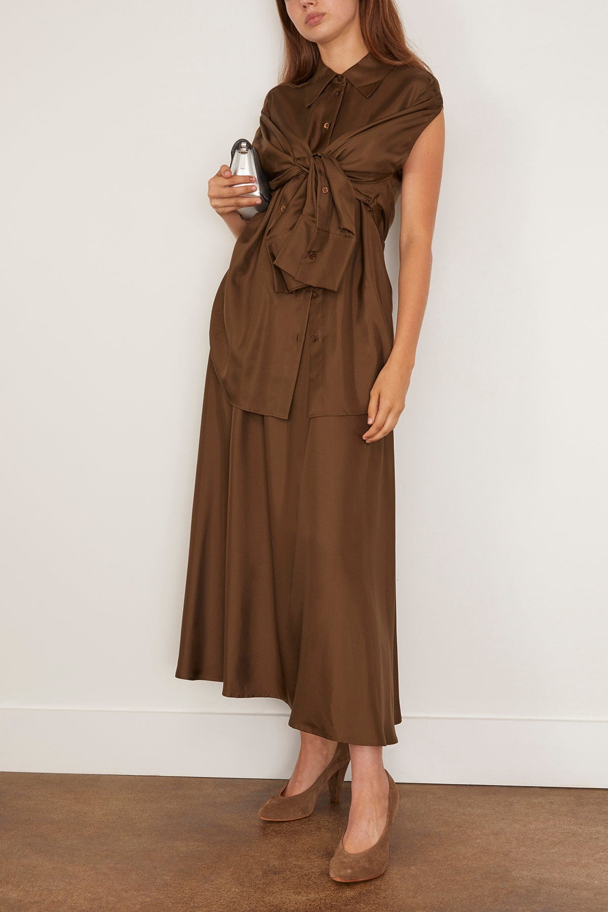 Silk Gilet-Dress in Forest - 2