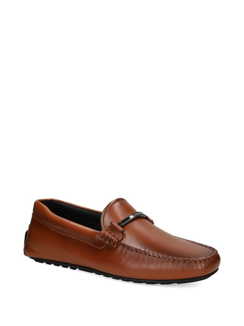 BOSS leather metal-bar loafers outlook