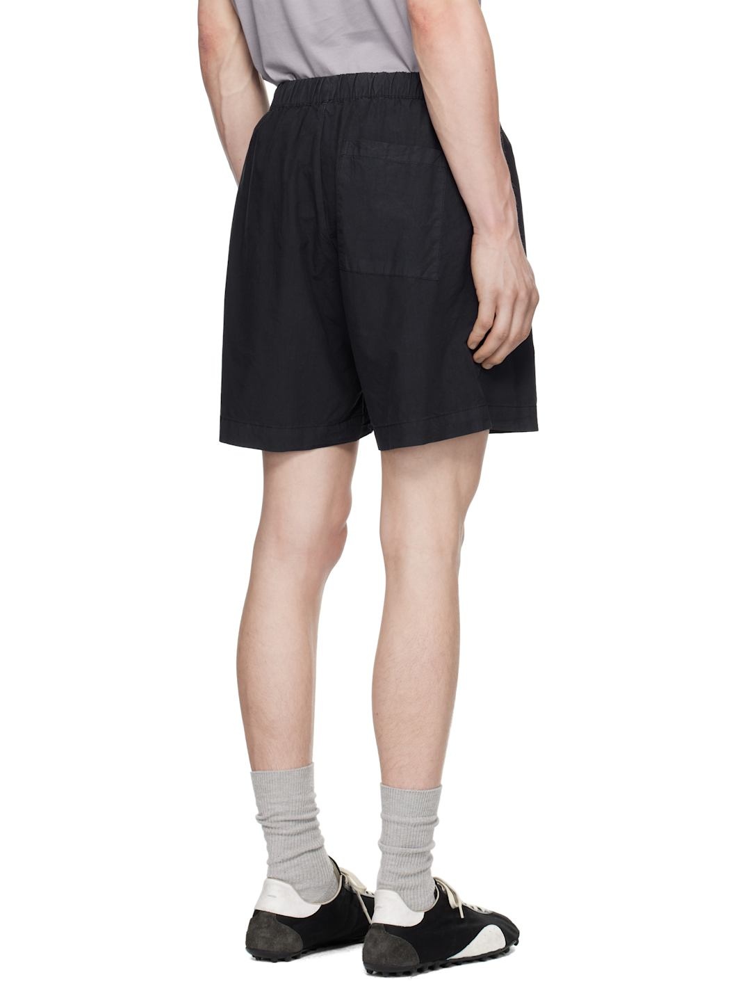 Navy Per Cotton Tencel Shorts - 3