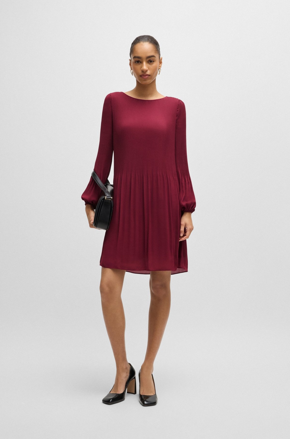 REGULAR-FIT DRESS WITH PLISSÉ PLEATS AND CREW NECKLINE - 2