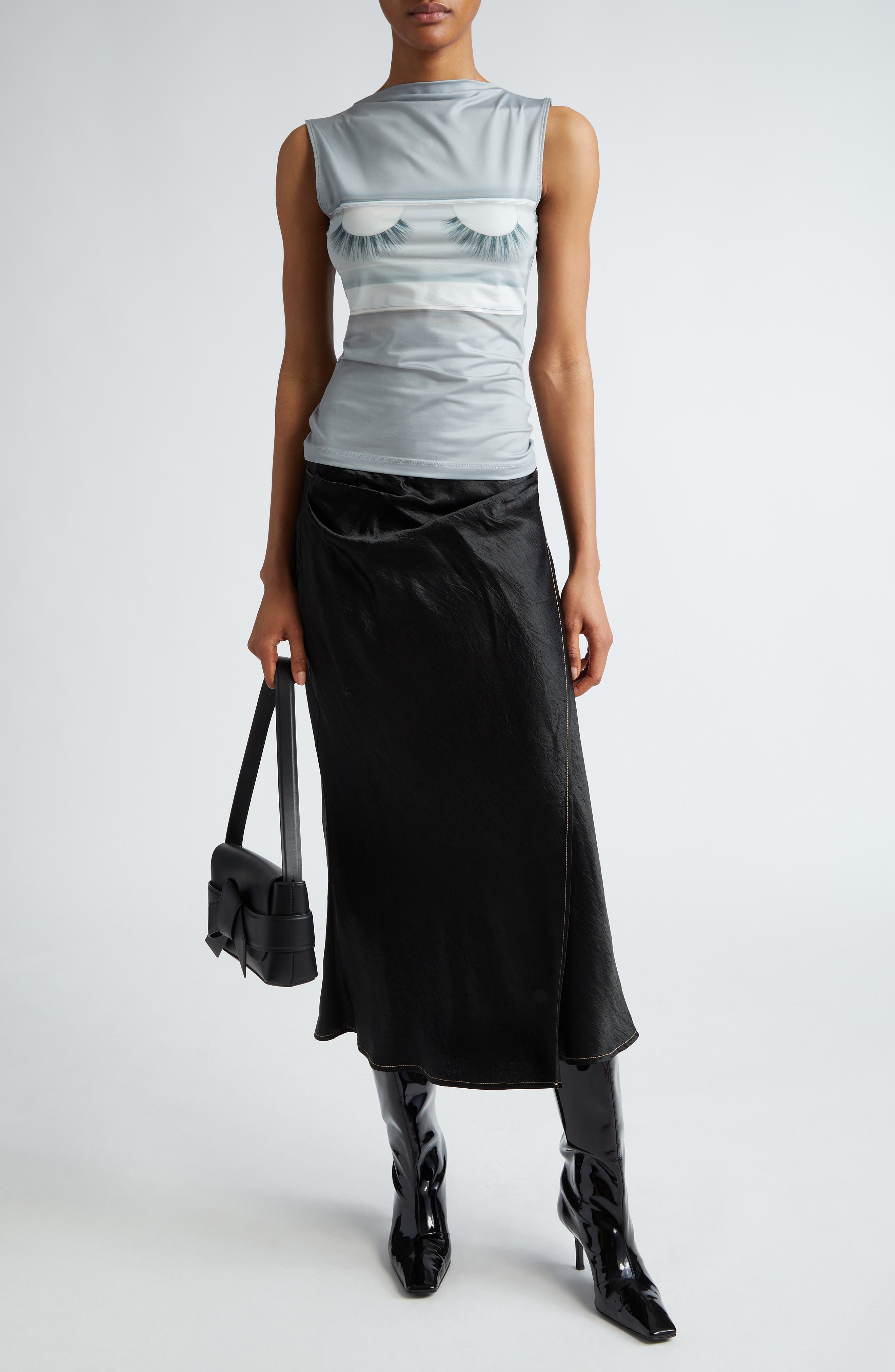 Iala Crinkle Satin Wrap Skirt - 2