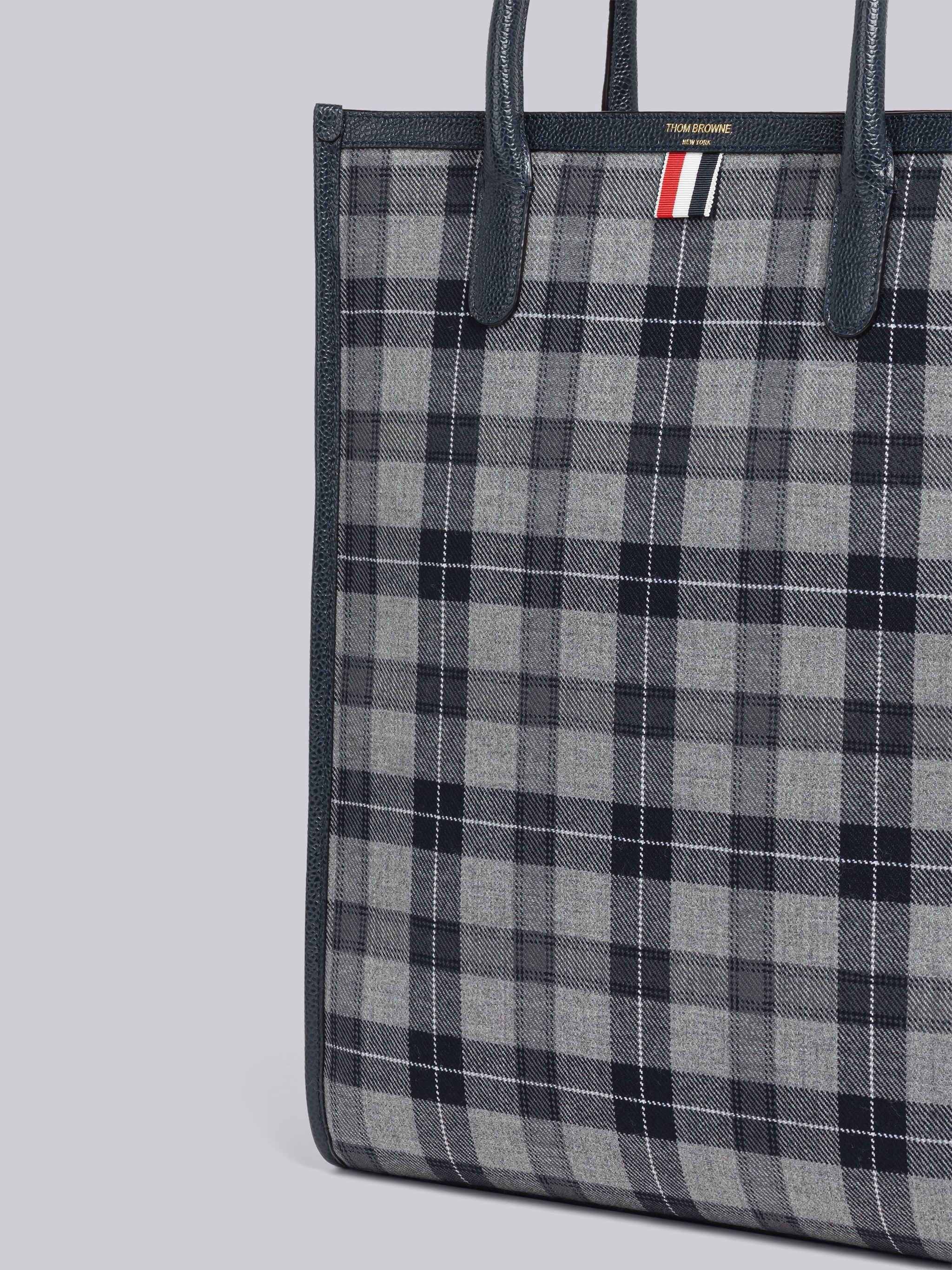 Tartan Wool And Leather Vertical Tote - 2