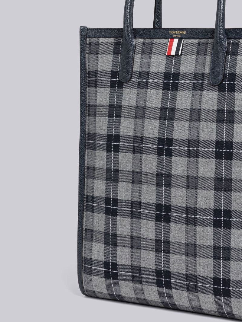 Thom Browne Tartan Wool And Leather Vertical Tote outlook
