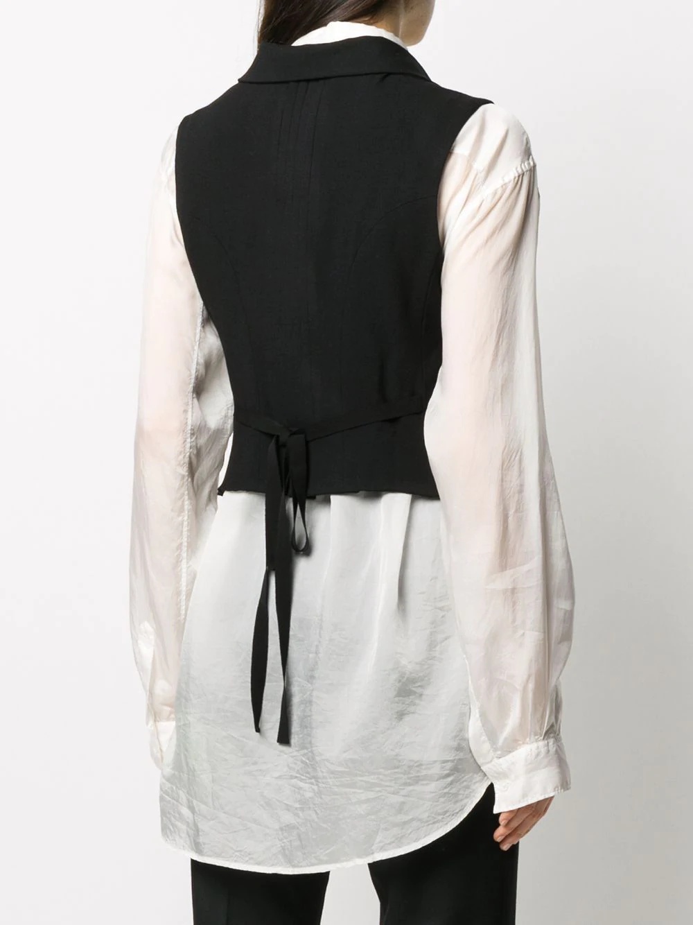 cropped tie-front waistcoat - 4