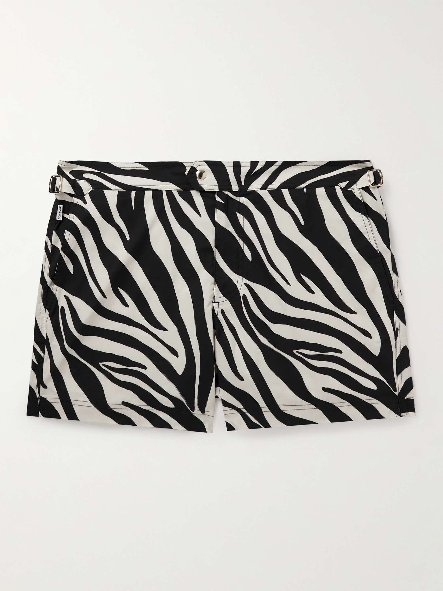 Slim-Fit Short-Length Zebra-Print Swim Shorts - 1