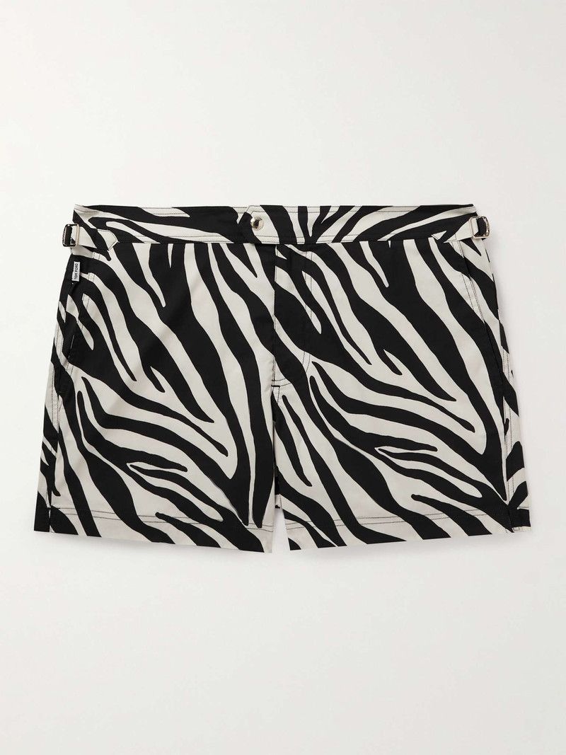Slim-Fit Short-Length Zebra-Print Swim Shorts 1