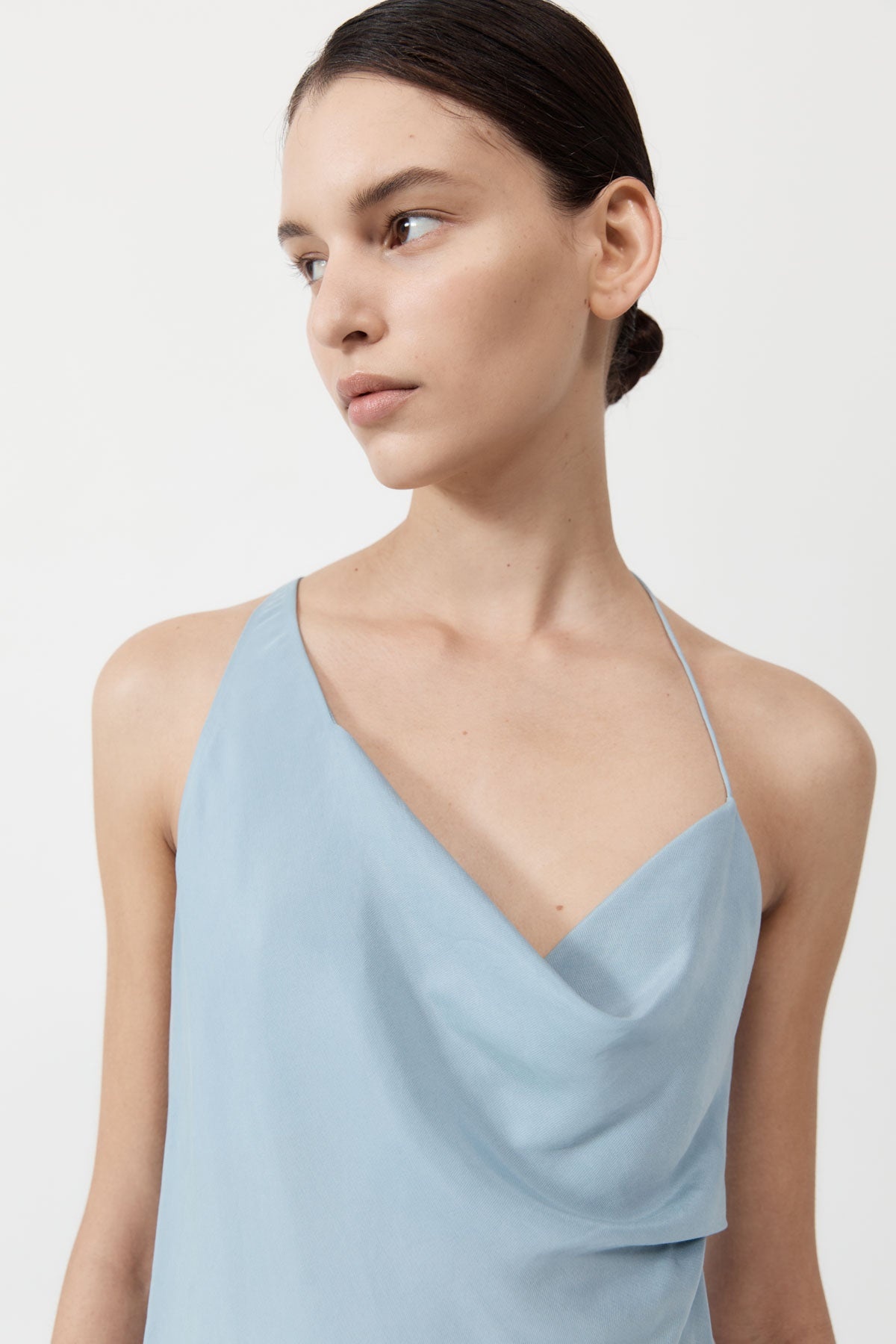 Asymm Drape Maxi Dress - Stone Blue - 3