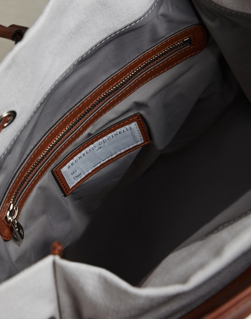 Canvas and vintage calfskin leisure backpack 5