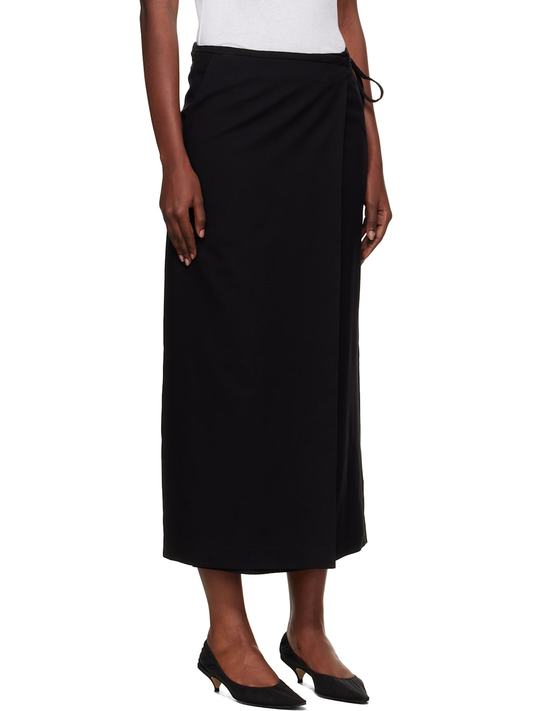 Black Wrap Maxi Skirt - 2