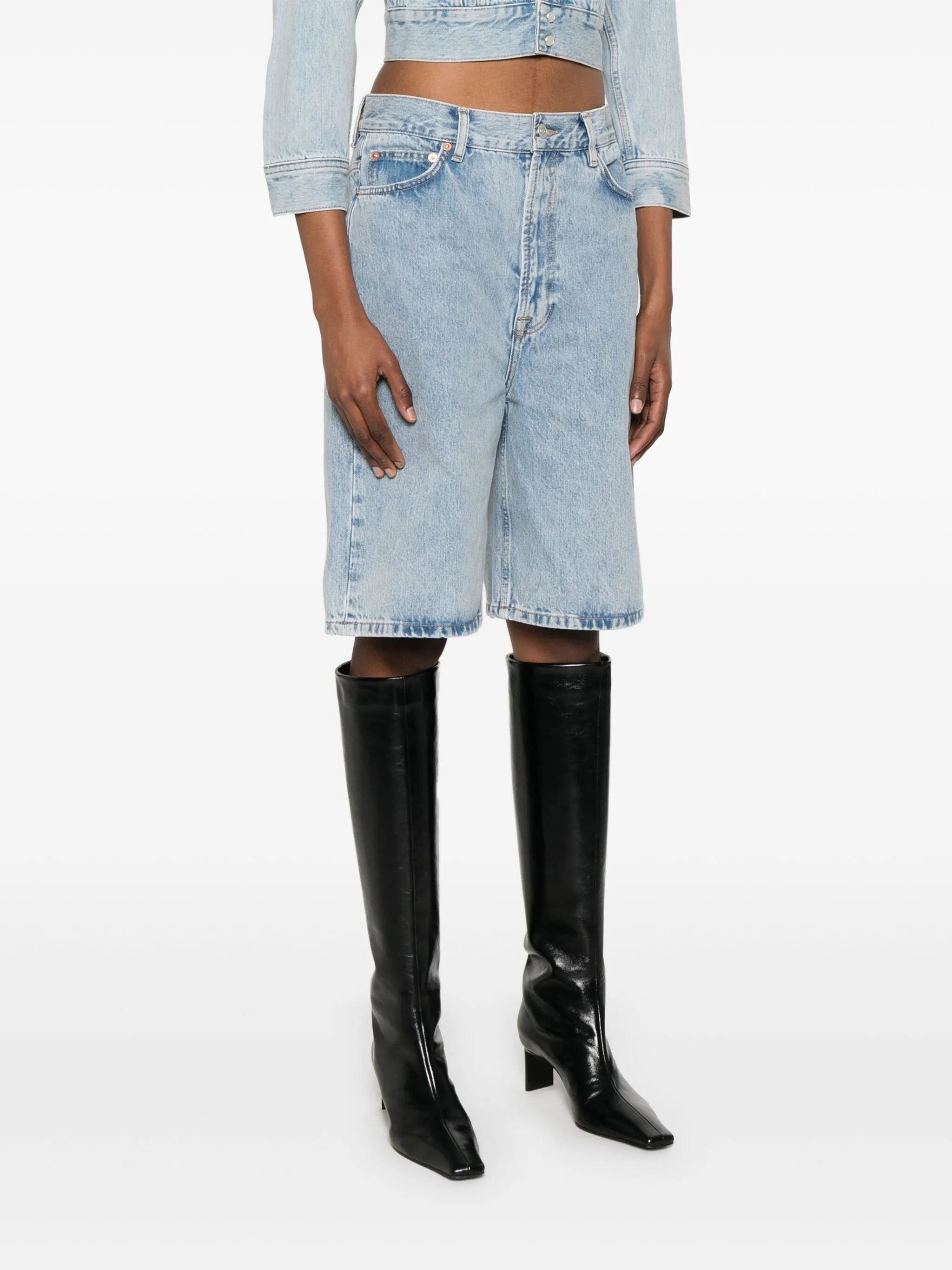 low-rise denim shorts - 3