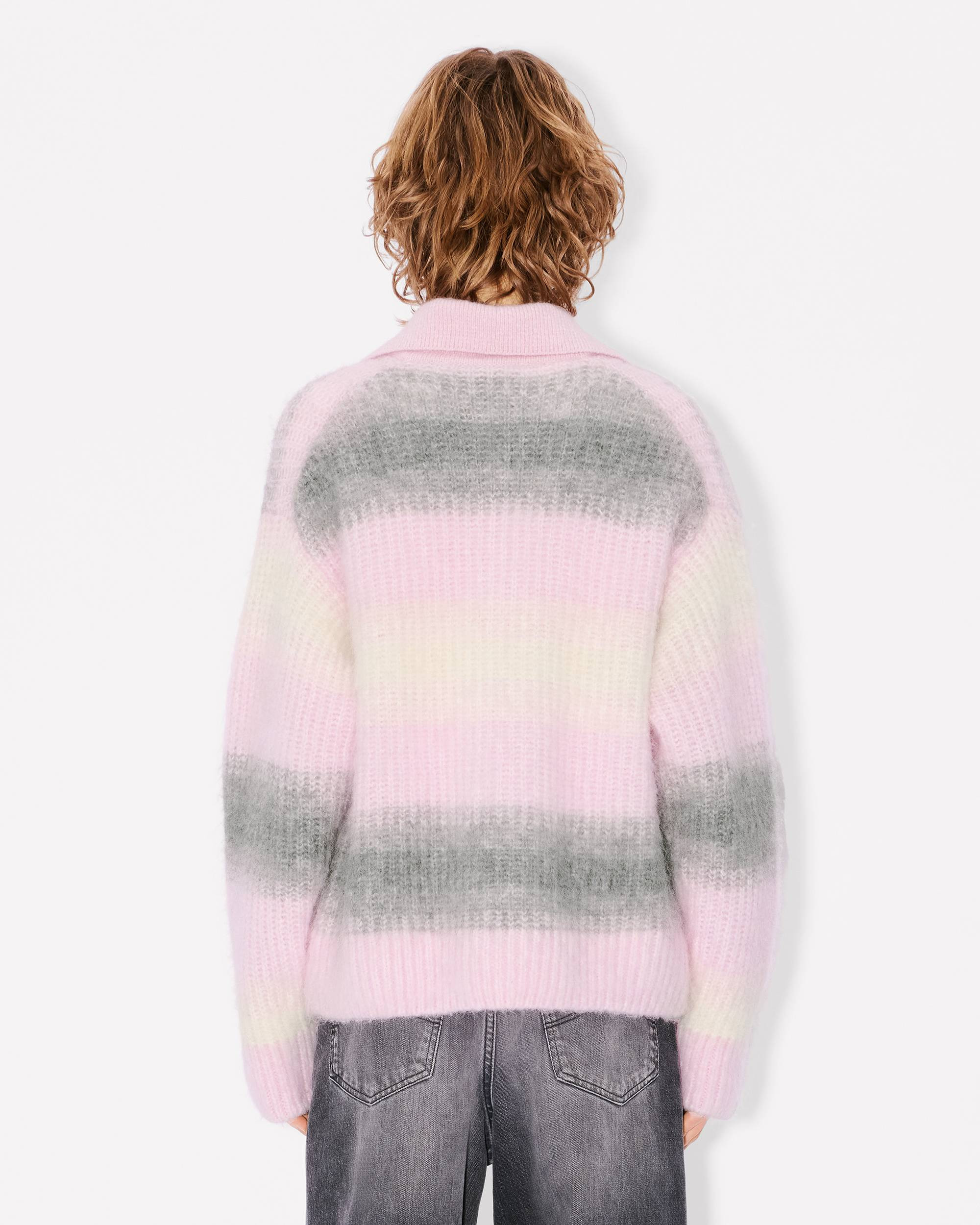'KENZO Speed Stripe' hairy knitted cardigan in alpaca wool - 4