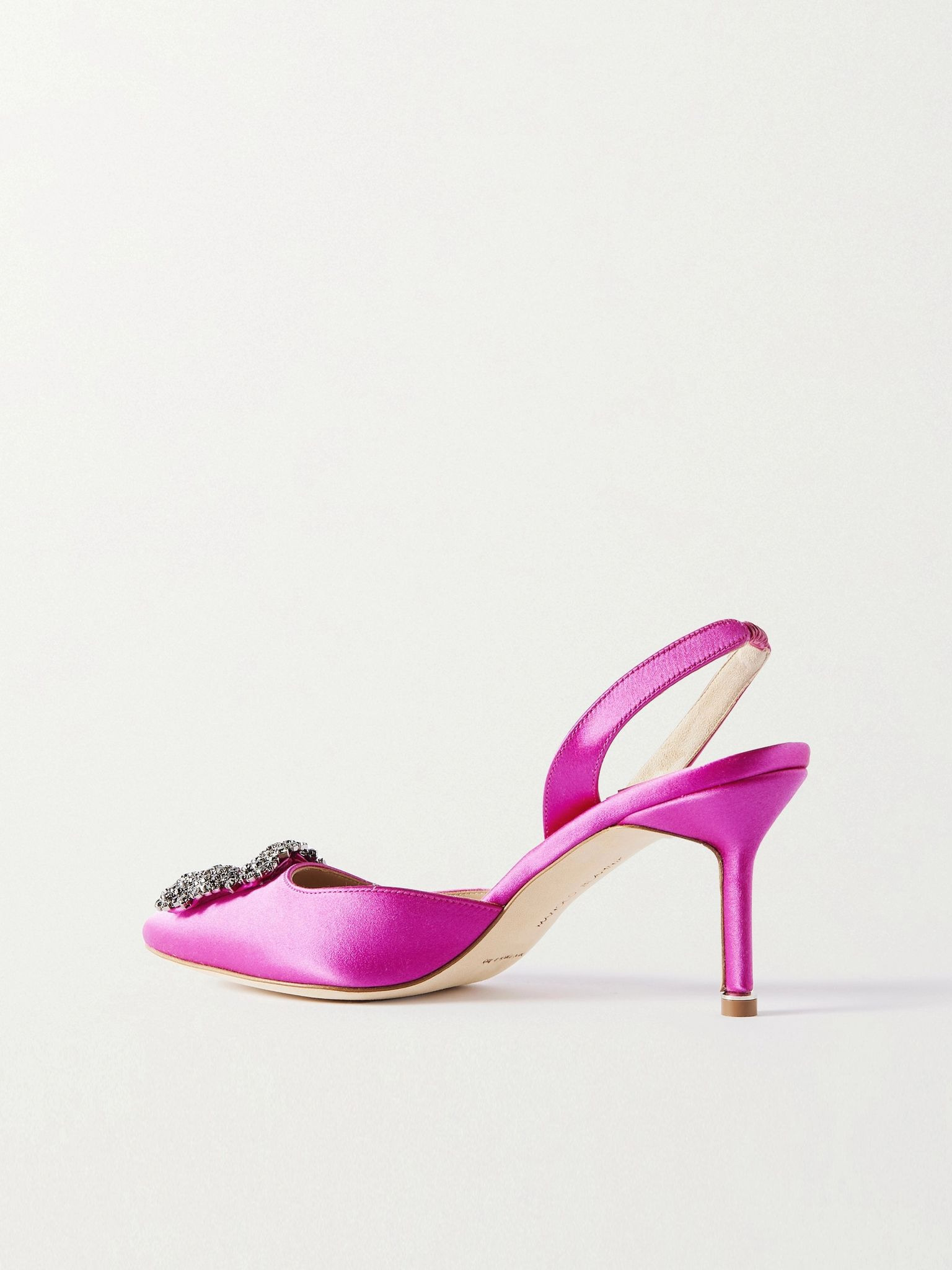Hangisli 70 embellished satin slingback pumps Fuchsia - 3