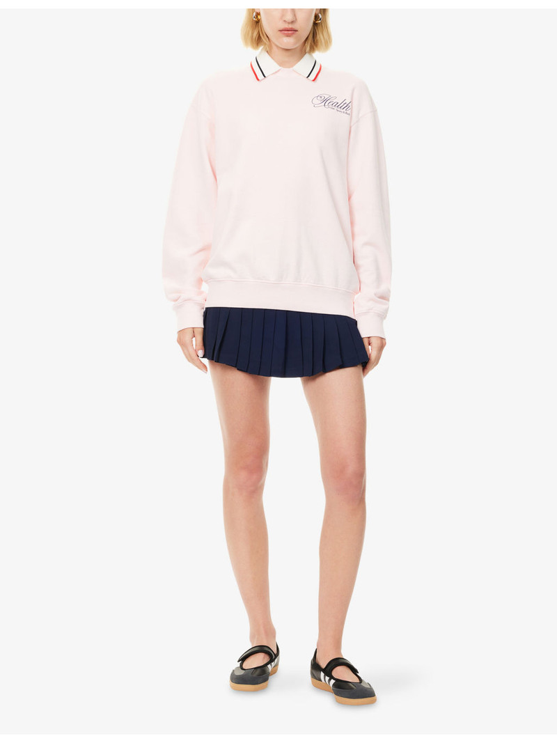 Sporty & Rich Health Script Crewneck Cotton-Jersey Sweatshirt outlook