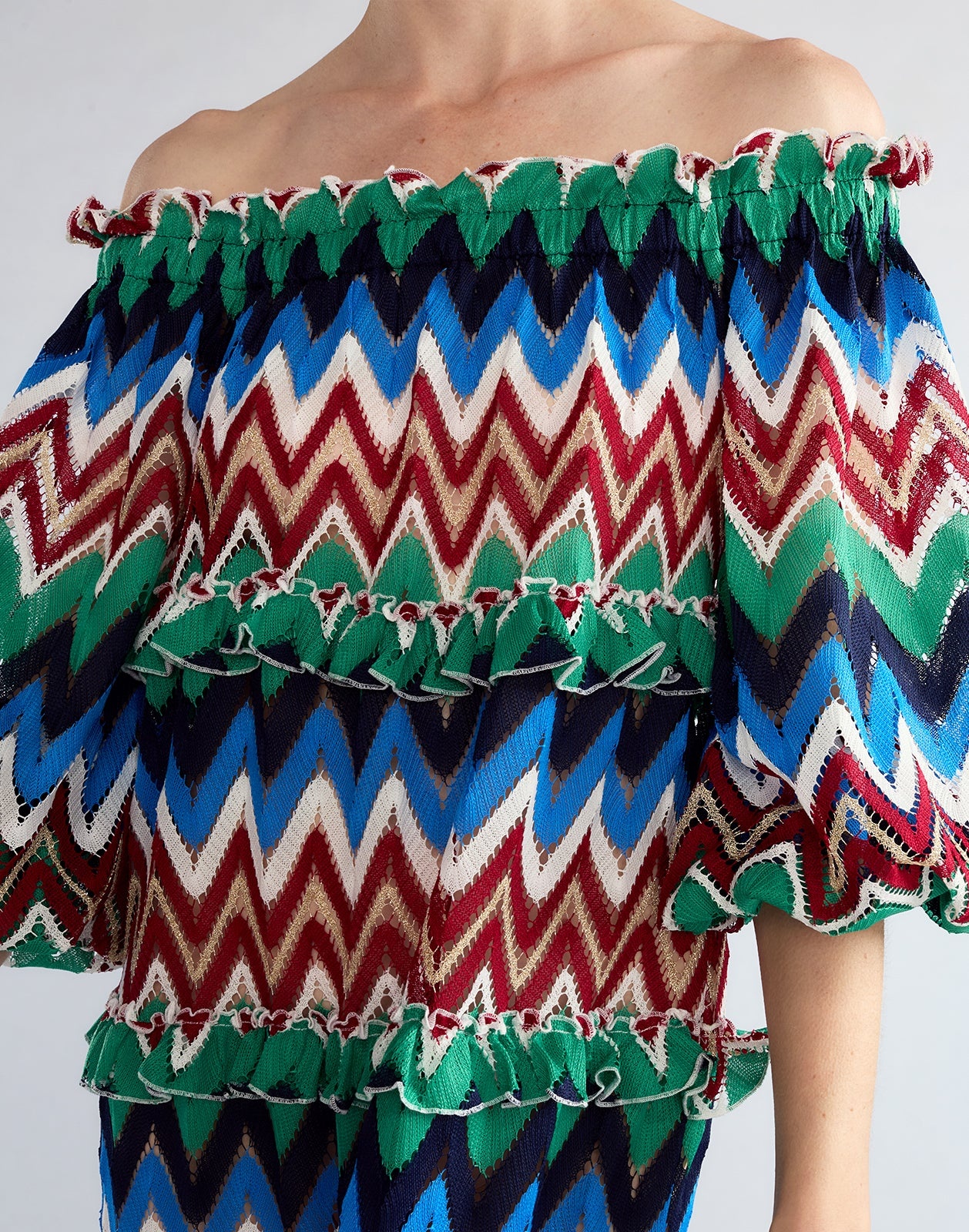 Zigzag Knit Off Shoulder Dress - 5