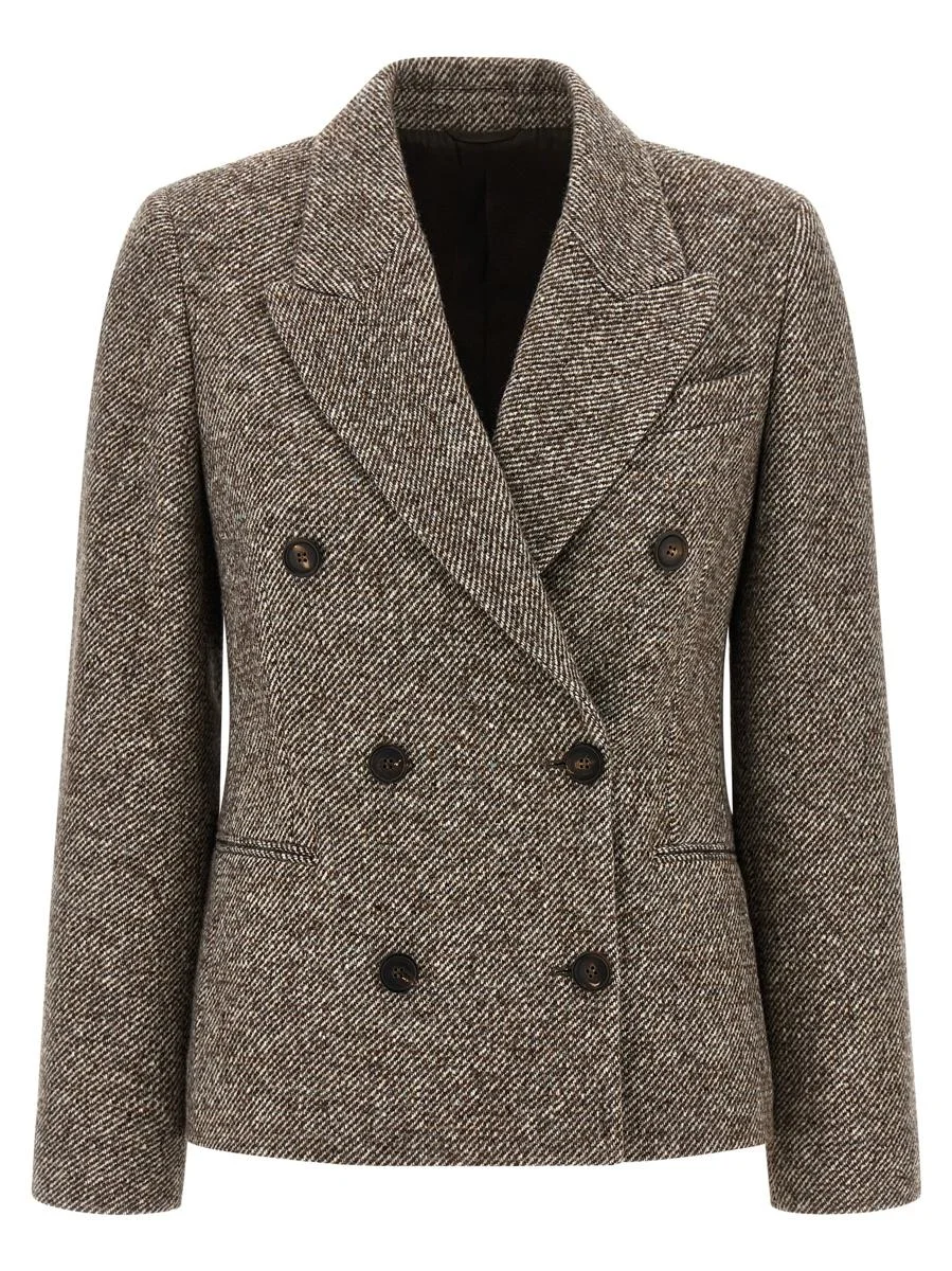 Brunello Cucinelli Double-Breasted Silk Blend Blazer - 1