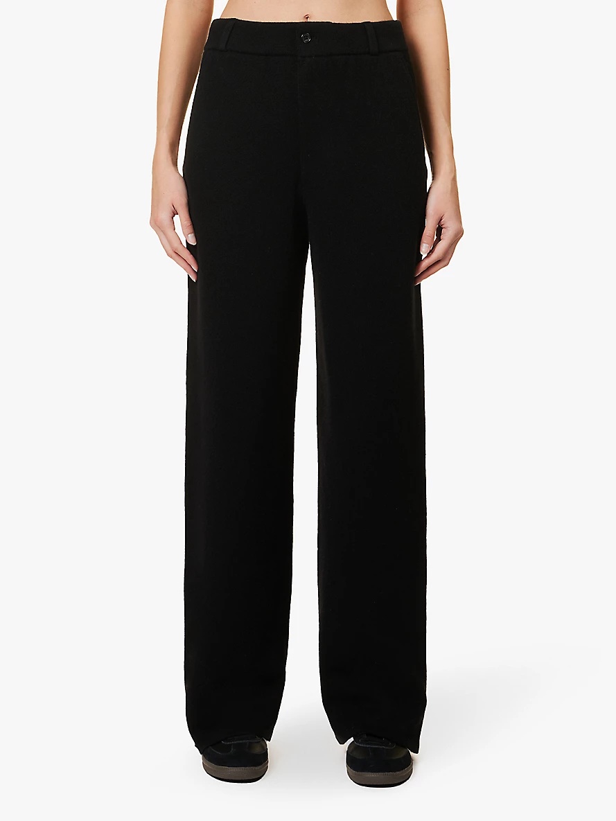 Straight-leg mid-rise cashmere-blend trousers - 3