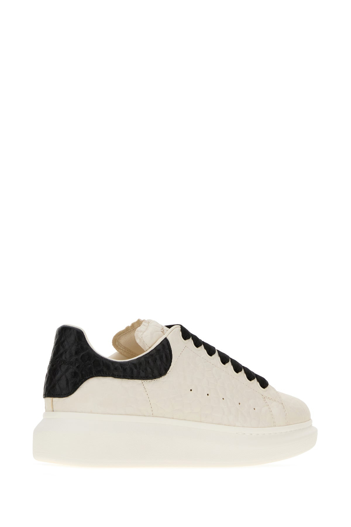 Ivory leather sneakers with black leather heel - 3