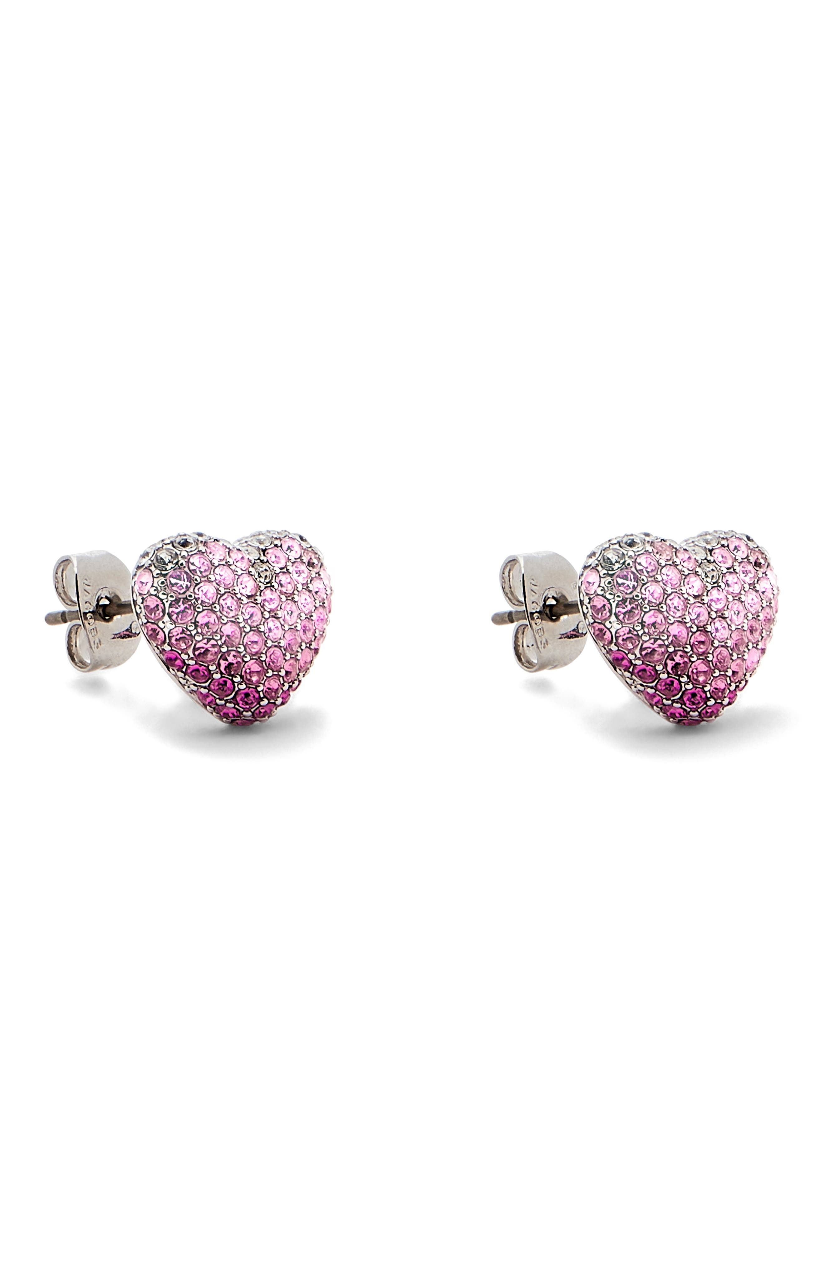 Marc Jacobs Balloon Pavé Heart Stud Earrings in Silver/rose at Nordstrom - 3