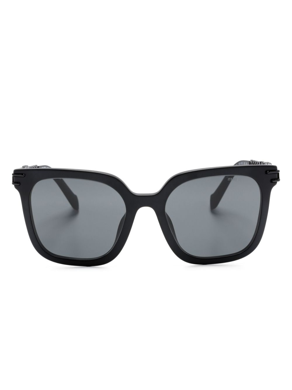 logo-lettering square-frame sunglasses - 1