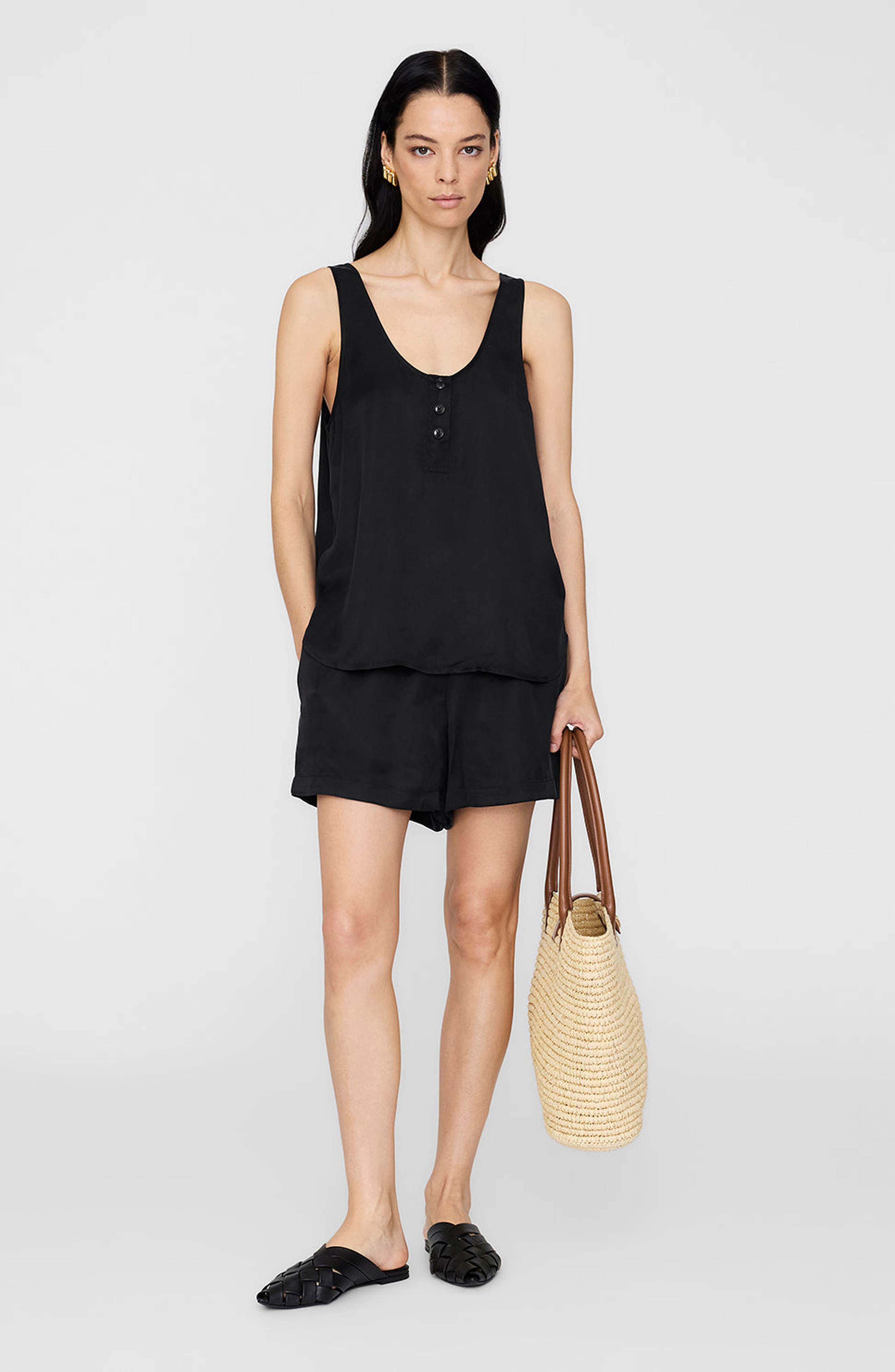 ANINE BING Evy Top in Washed Black at Nordstrom - 1