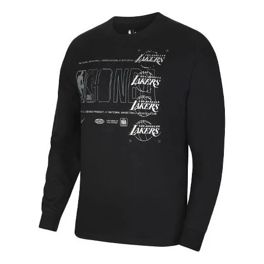 Nike NBA Courtside Los Angeles Lakers Athleisure 캐주얼 스포츠 인쇄 둥근 목 Pullover 검정 CV - 1