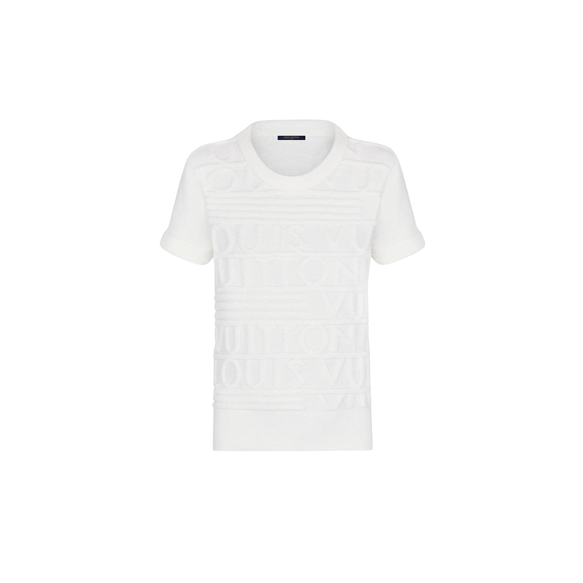 Soft Wool Knit T-Shirt With 3D Louis Vuitton Signature - 1