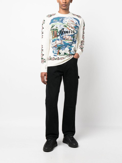 AMIRI Aloha Landscape wool-blend jumper outlook