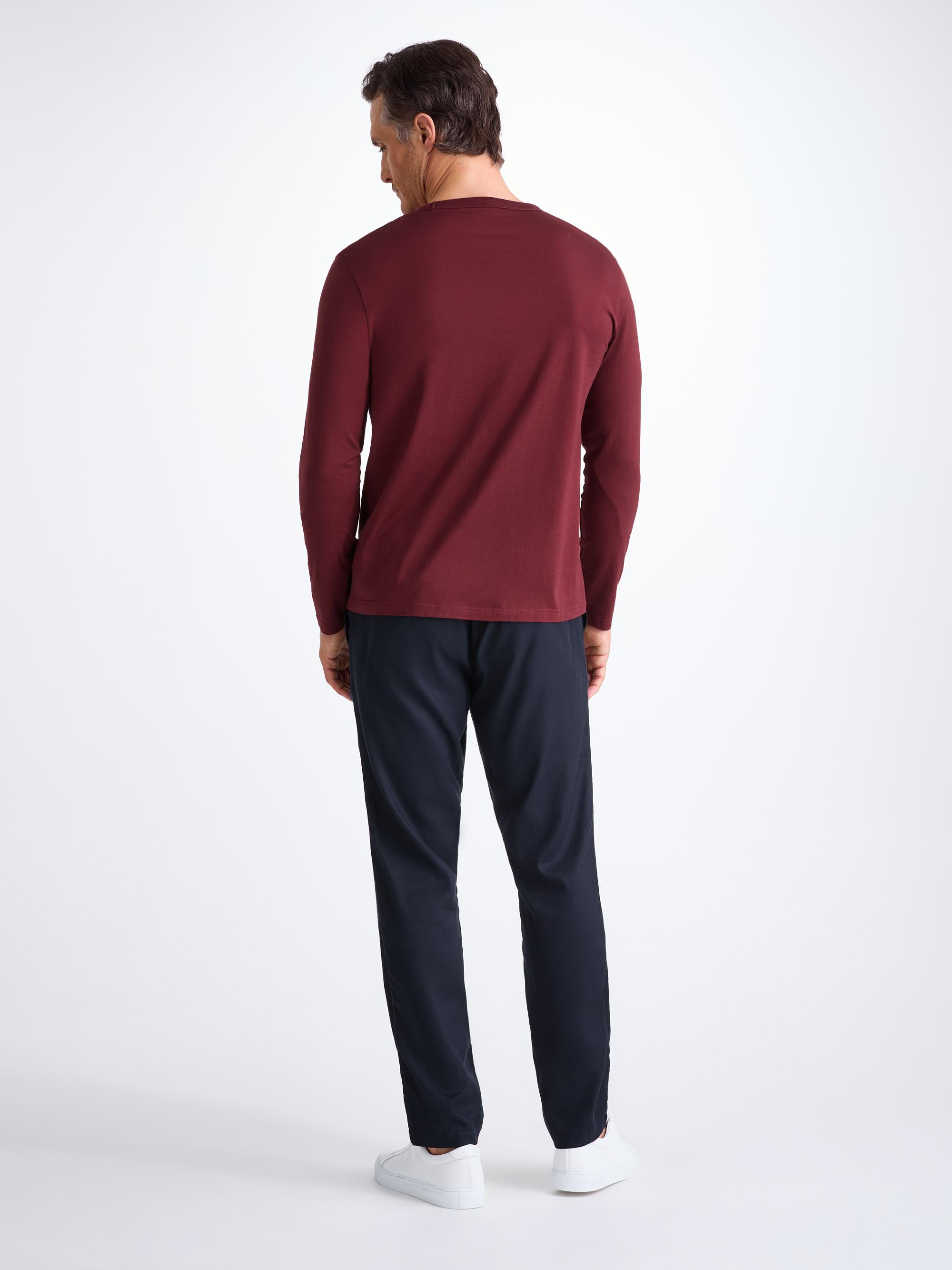 Men's Long Sleeve T-Shirt Barny Pima Cotton Burgundy - 4