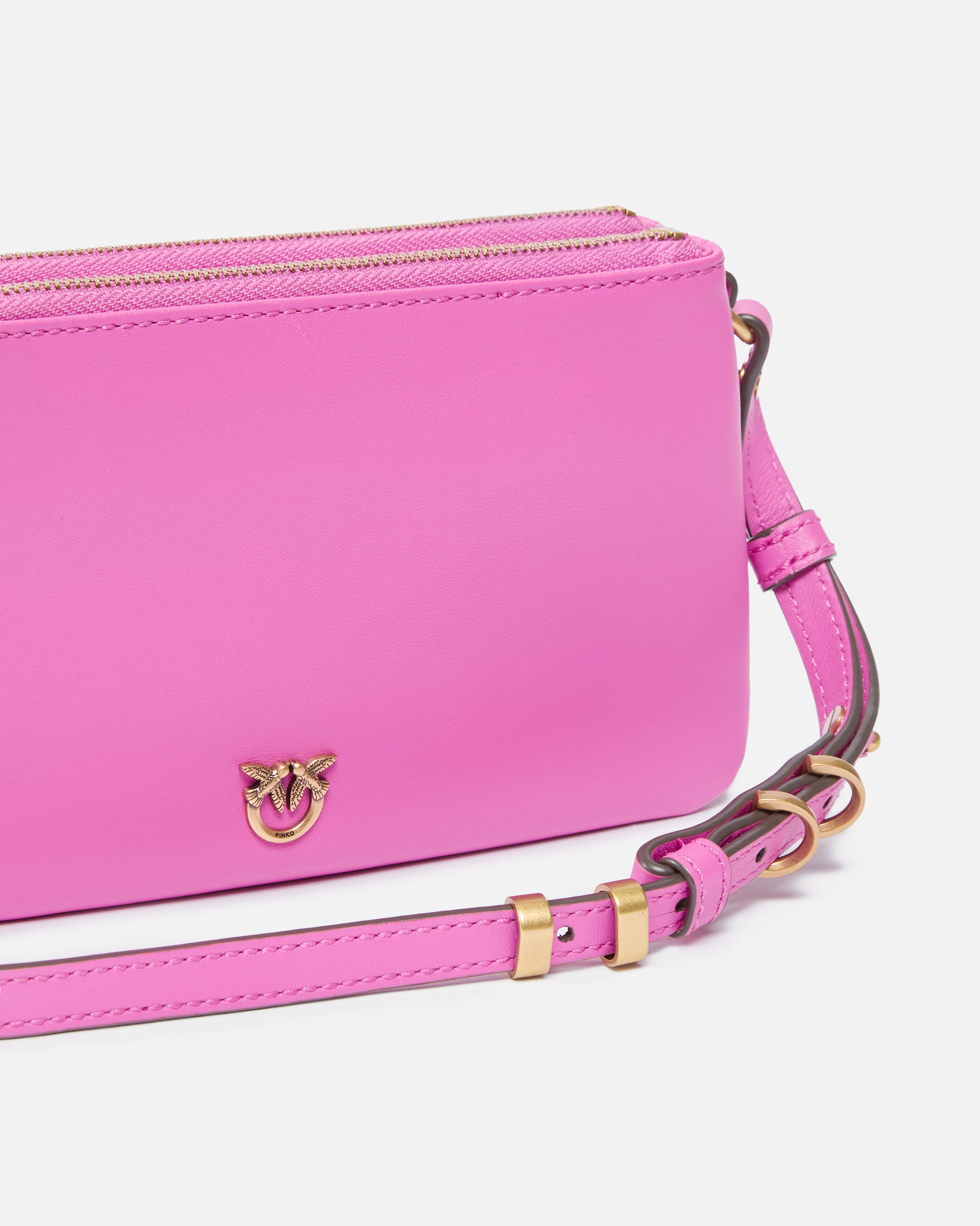 LEATHER MINI DOUBLE BAG WITH SHOULDER STRAP - 3