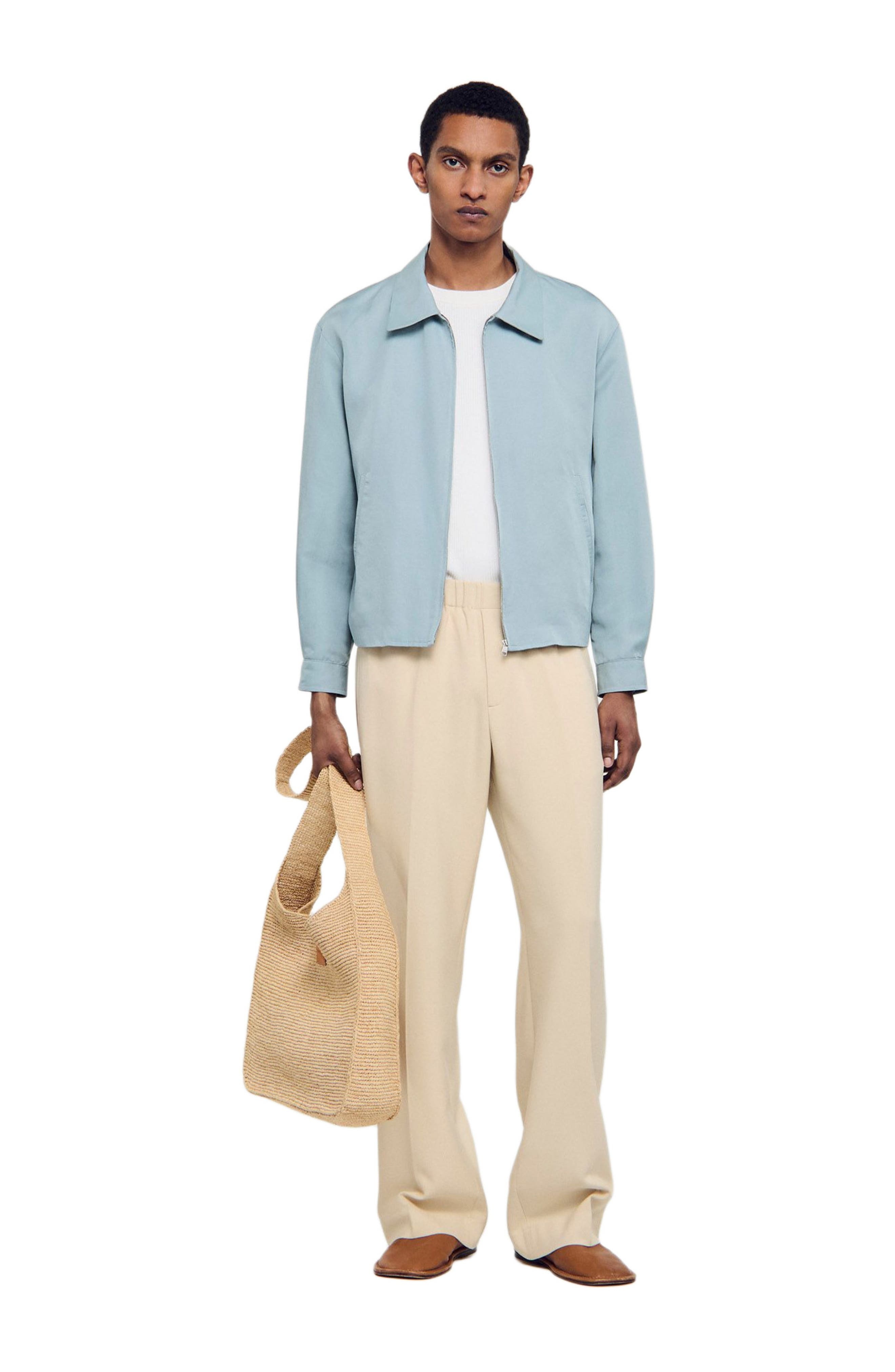 SANDRO Zip-up jacket in Chambray at Nordstrom - 6