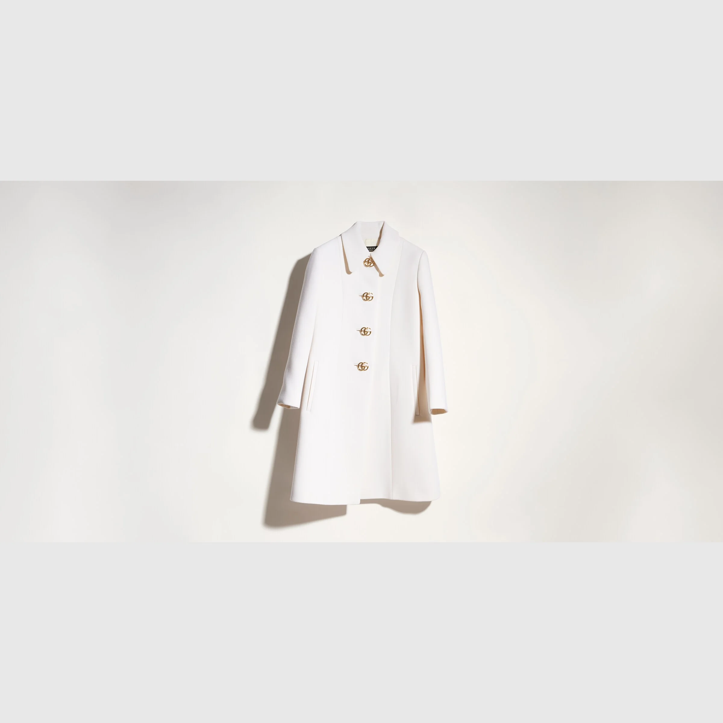 Wool natté coat with Double G button - 1
