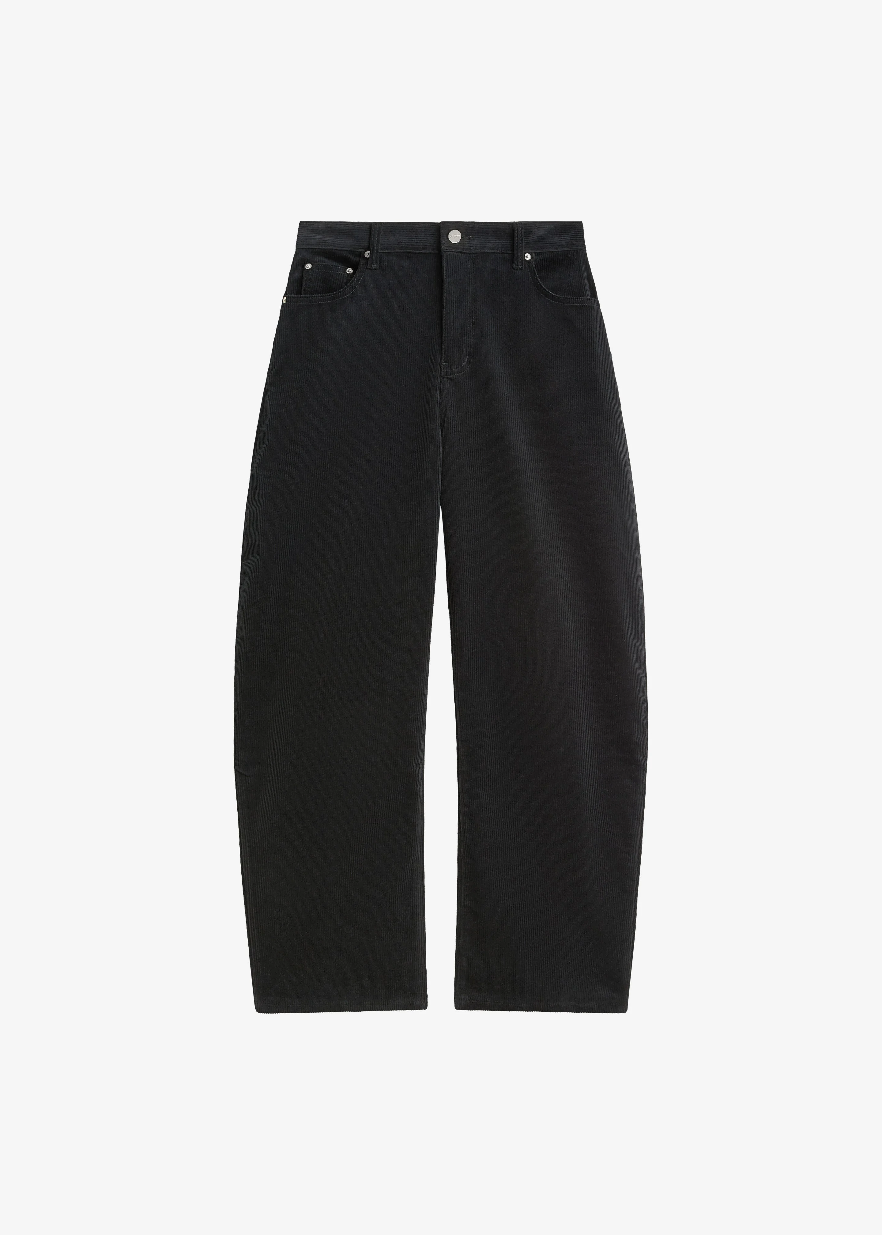 Caistor Corduroy Barrel Leg Pants - Black - 1