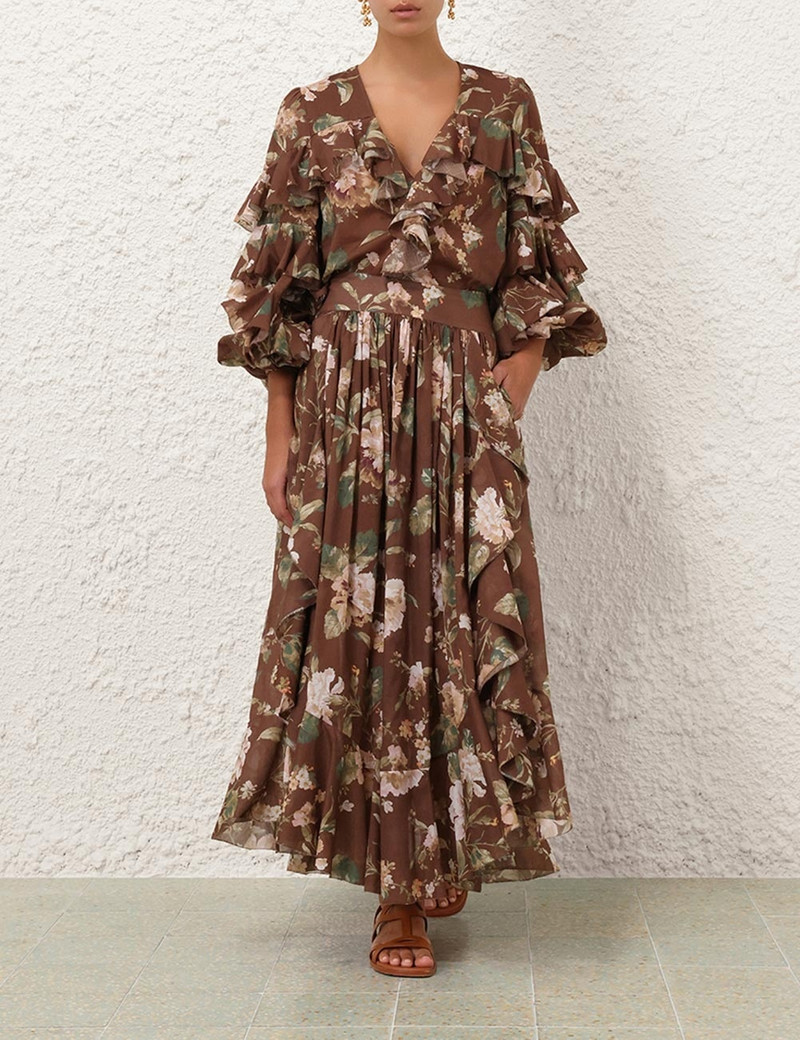 Zimmermann ACACIA RUFFLE MAXI SKIRT outlook