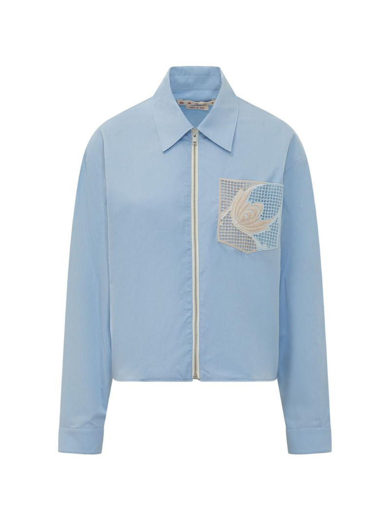 lace-detail pocket shirt 1