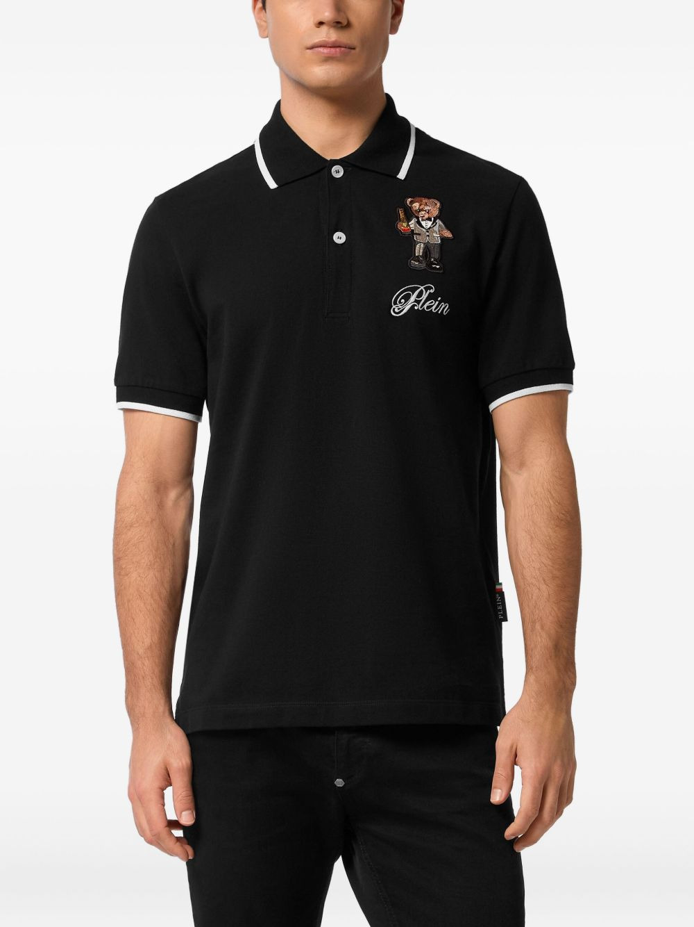teddy bear-embroidered polo shirt - 2
