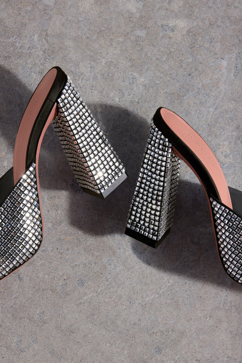 CHARLOTTE CRYSTAL MULE BLACK SATIN AND WHITE CRYSTALS 4