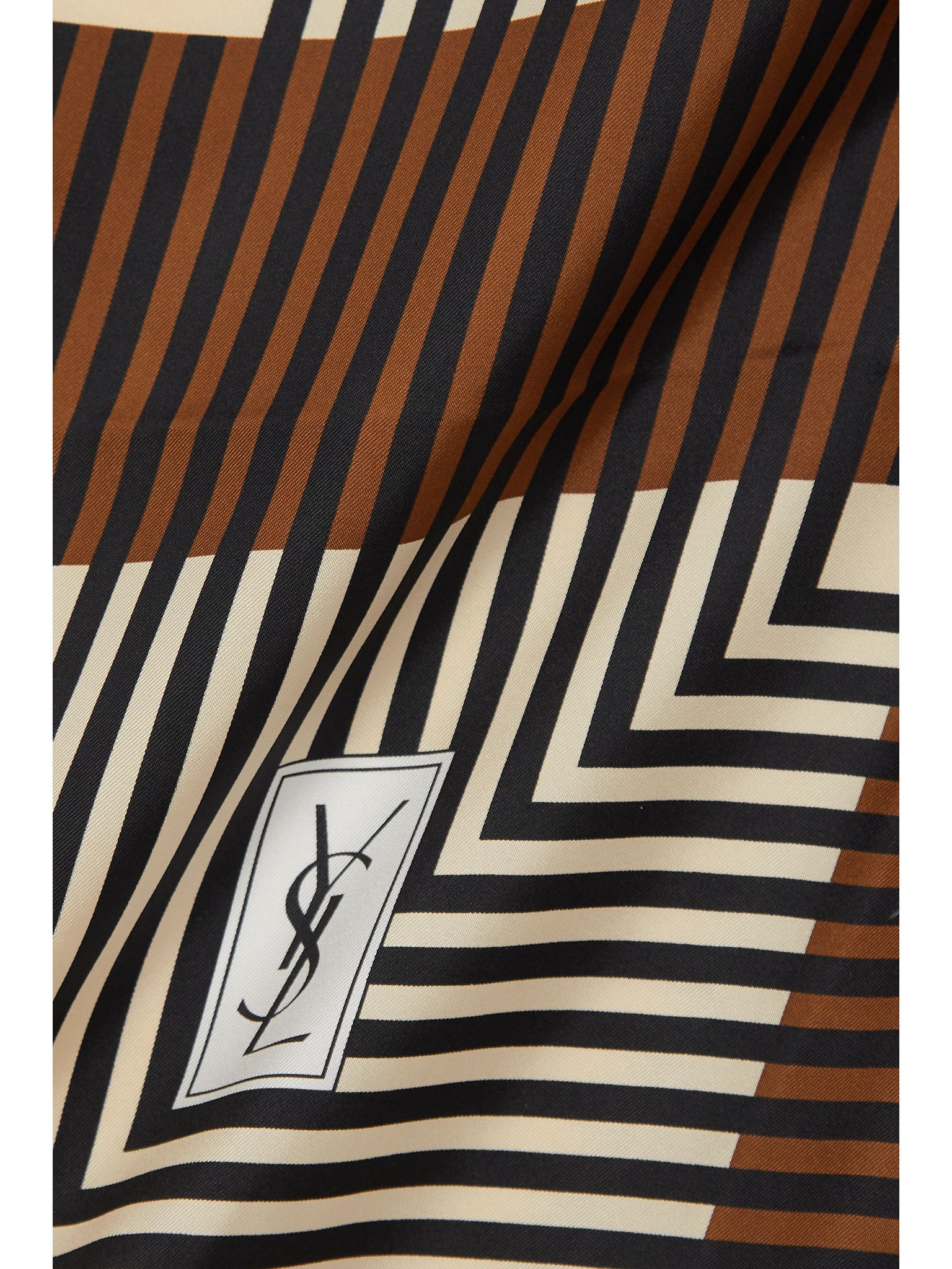 Printed silk-satin scarf Brown - 3