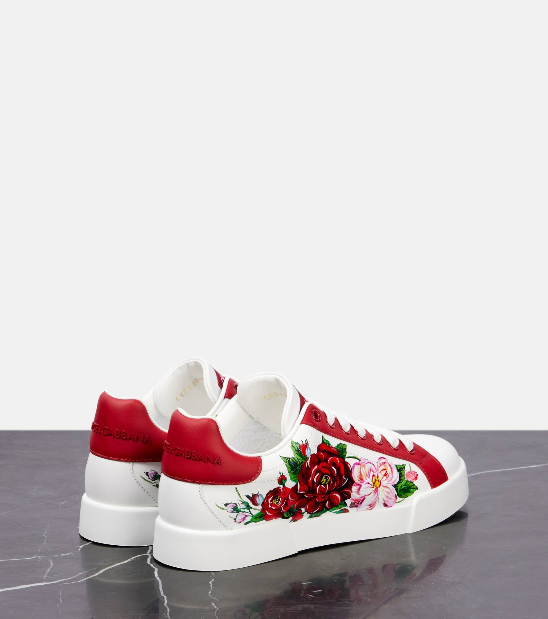 Floral leather sneakers - 2