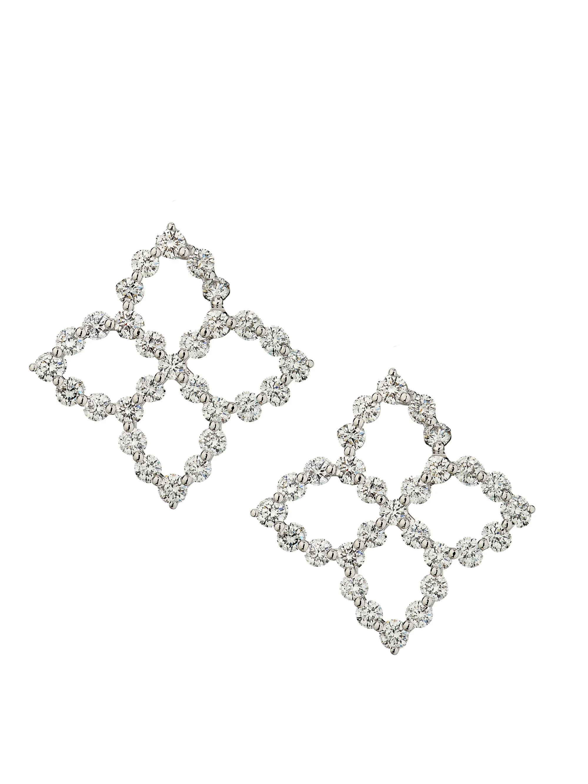 Women's Diamond Princess 18K White Gold & 2.85 TCW Diamond Flower Earrings - White Gold - 1