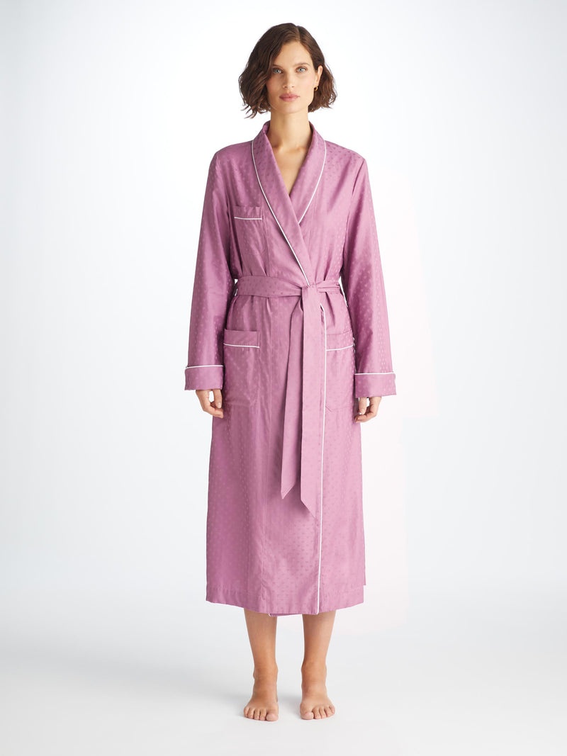 Women's Long Dressing Gown Kate 10 Cotton Jacquard Purple - 3
