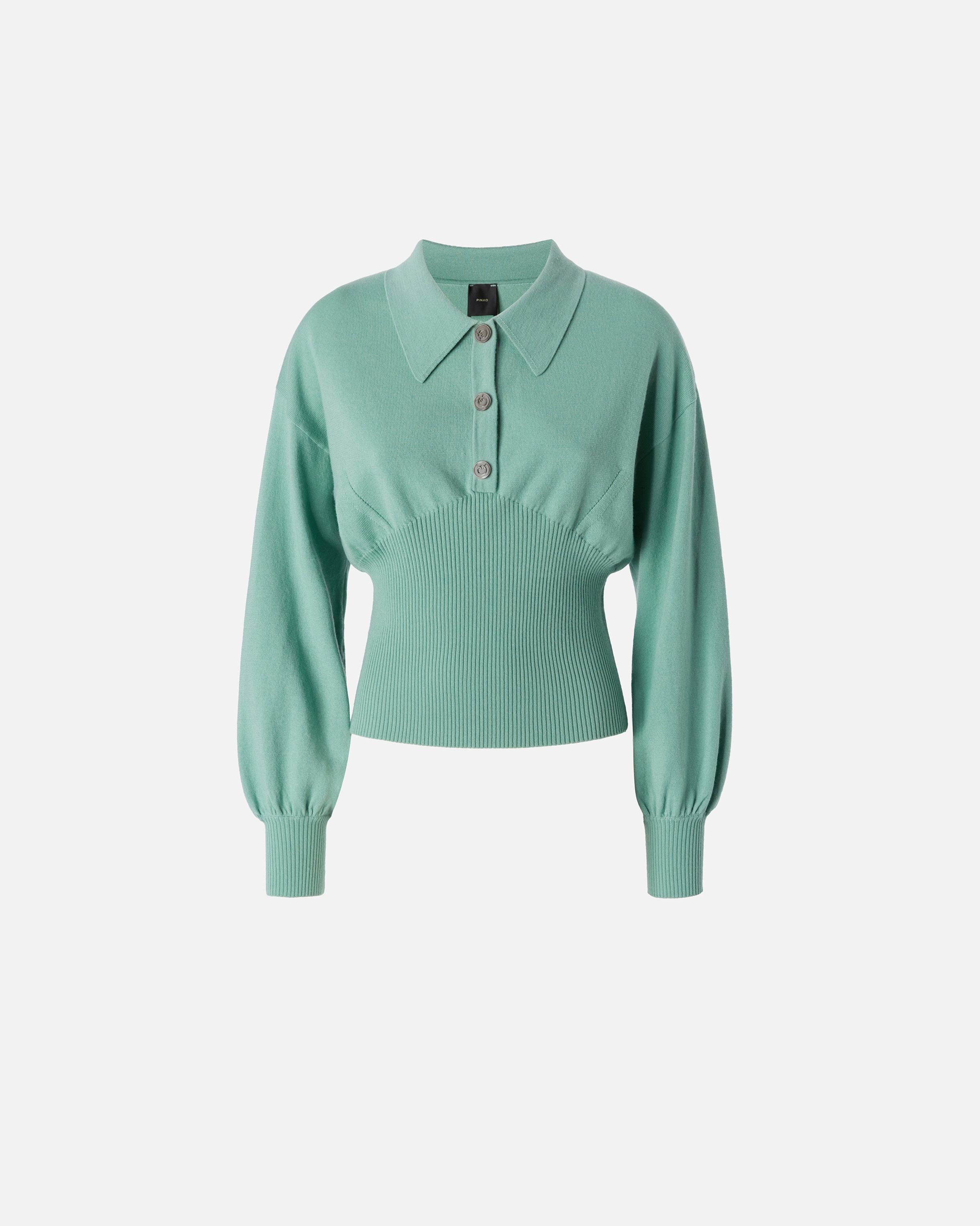 LONG-SLEEVED RIBBED POLO SWEATER - 1