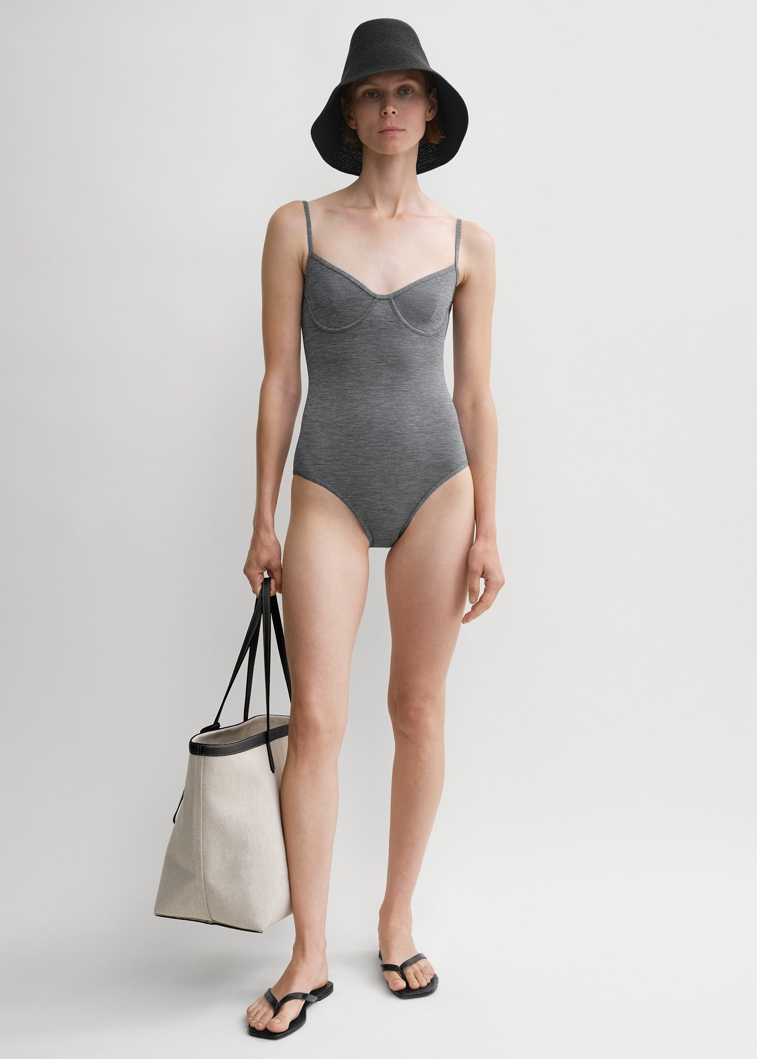 Half-cup swimsuit grey mélange - 2