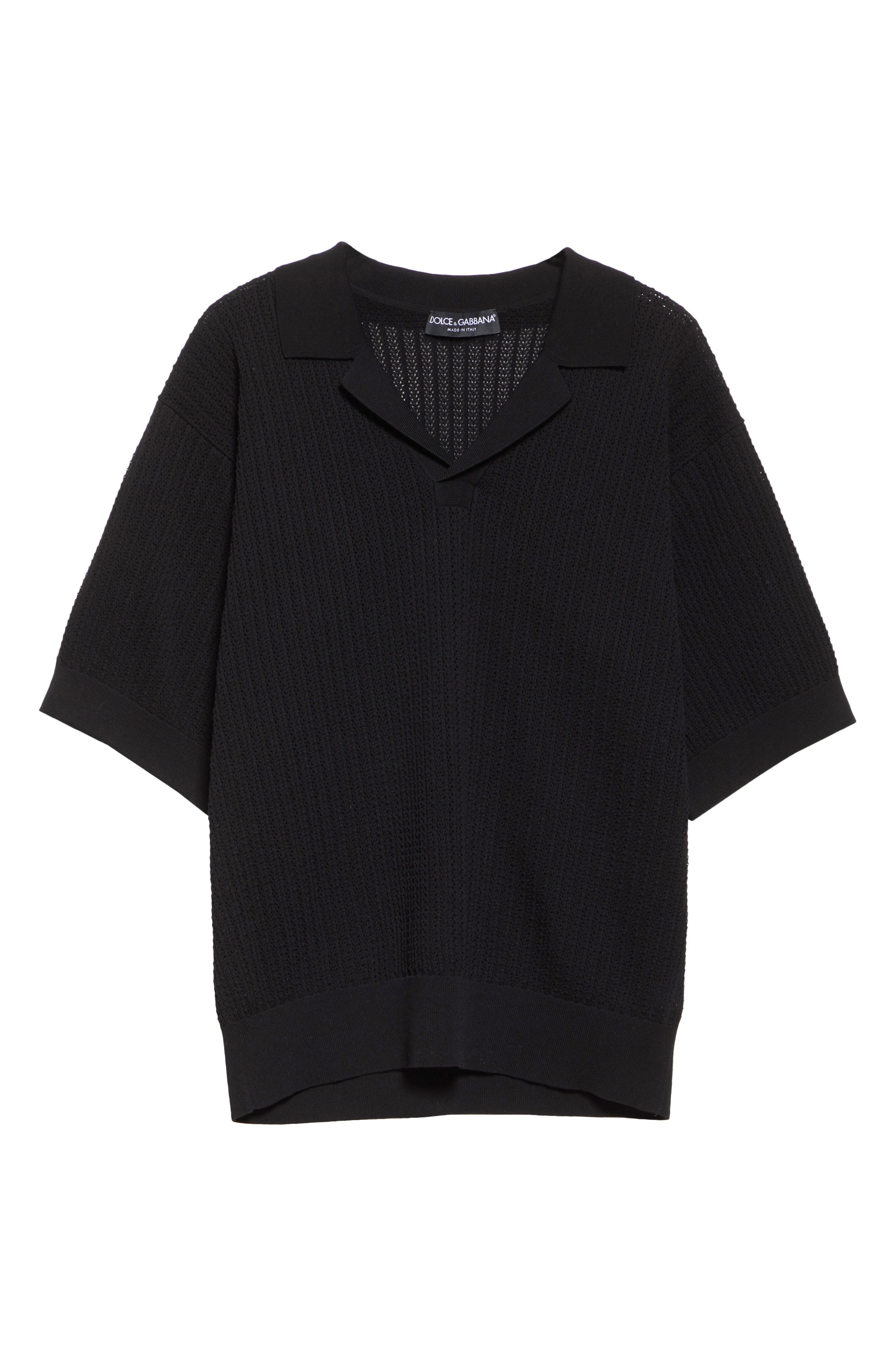 Dolce&Gabbana Ribbed Polo Sweater in N0000 Black at Nordstrom - 6
