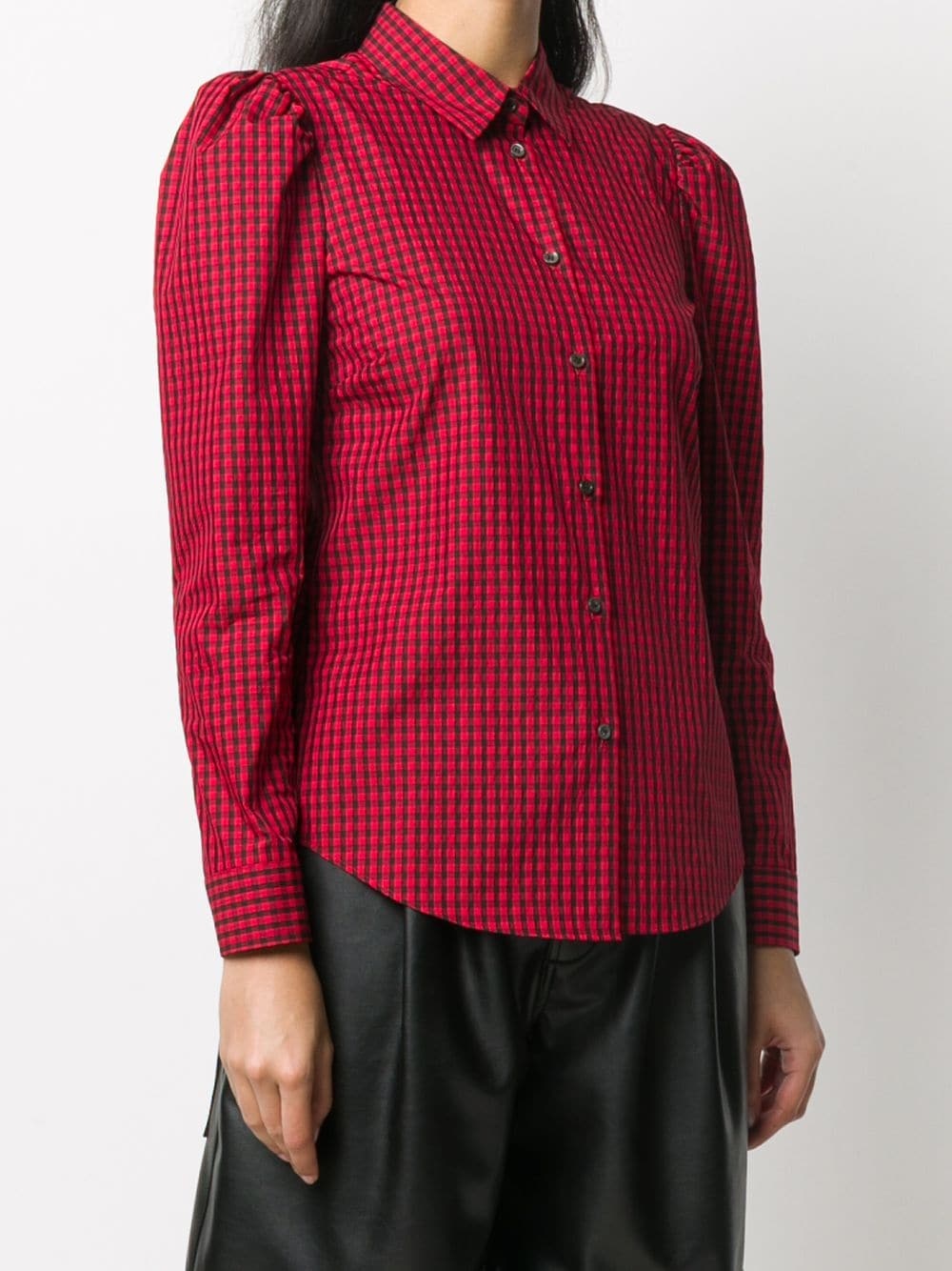 puff-shoulder gingham shirt - 3