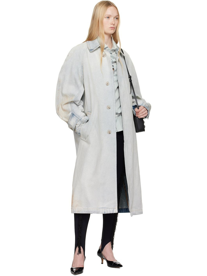 MM6 Maison Margiela Blue Raglan Denim Trench Coat outlook