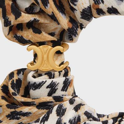 CELINE Scrunchy Celine Leopard Bracelet in Brass with Gold Finish and Beige Silk outlook